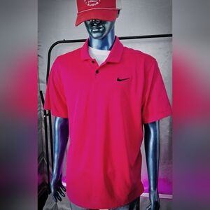Nike Golf Sport Dri-FIT Polo Men’s XL Hot Pink Black Swoosh Short Sleeve